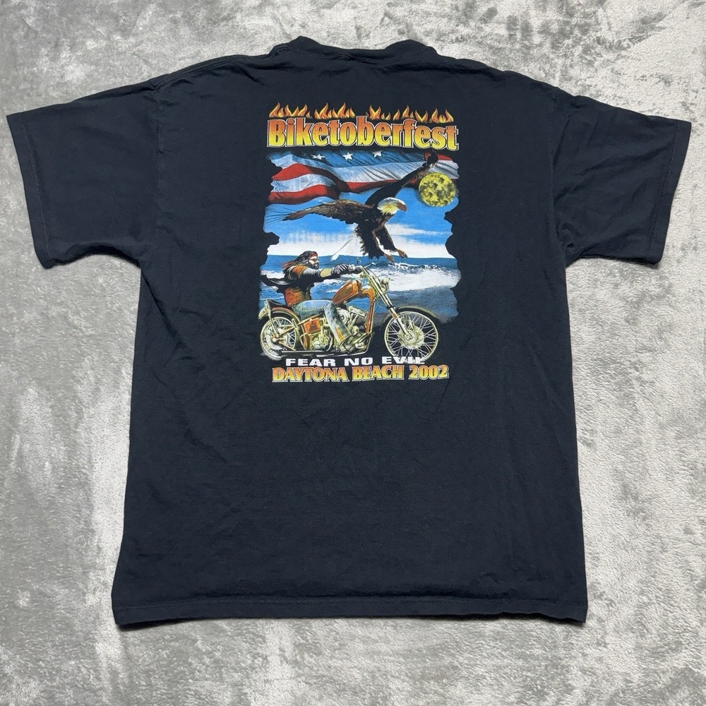 Vintage Biketoberfest Shirt Mens XL Black 2002 Daytona Beach Bike Week Graphic